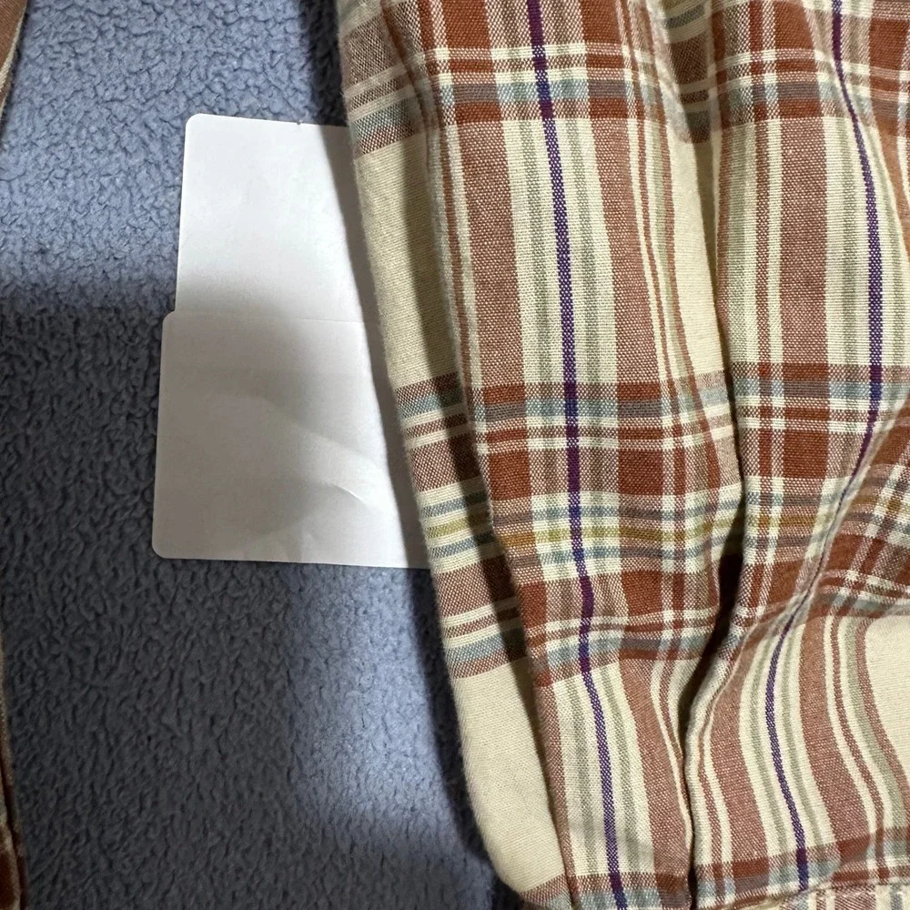 Pendleton Plaid Button Down Shirt Wrinkle Resistant Tan Brown Mens Size Large - Picture 9 of 11